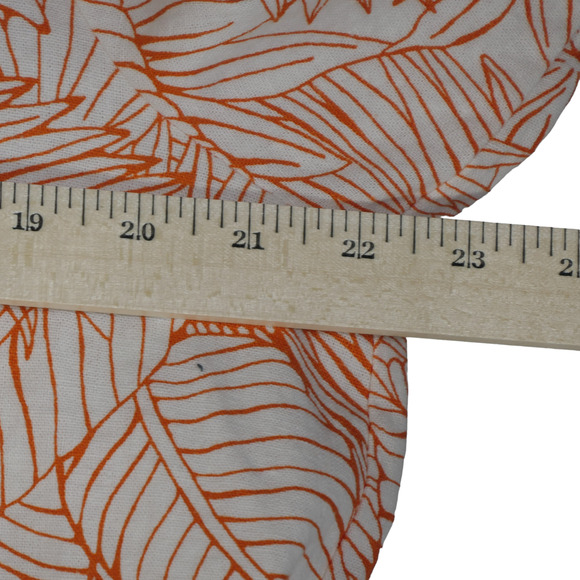 Jessica London Top Women 18W Orange Linen Blend Blouse Roll Sleeve Lightweight - Picture 8 of 9